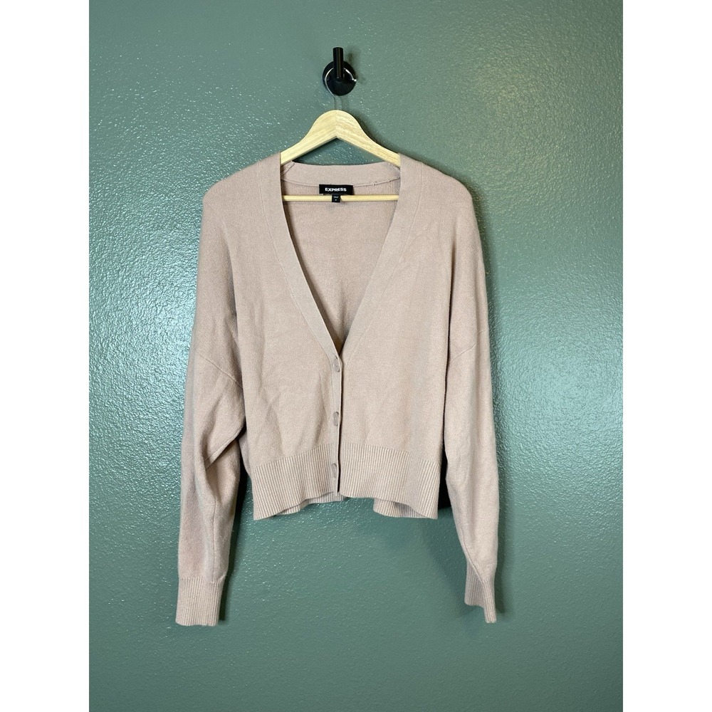 Express Womens V Neck Dolman Sleeve Pale Pink Cardigan Sweater Top Size M